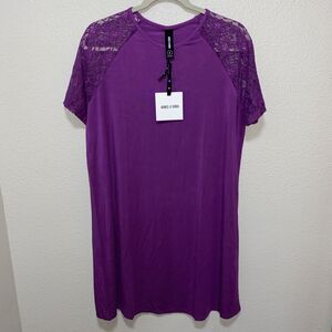Agnes & Dora Women’s Love Raglan Dress Size L Amethyst